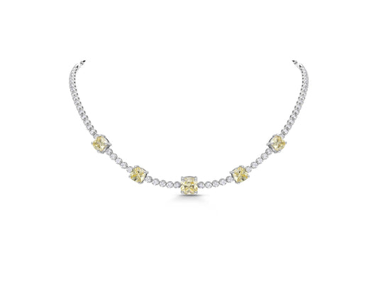 Colour stone and diamond single line necklace