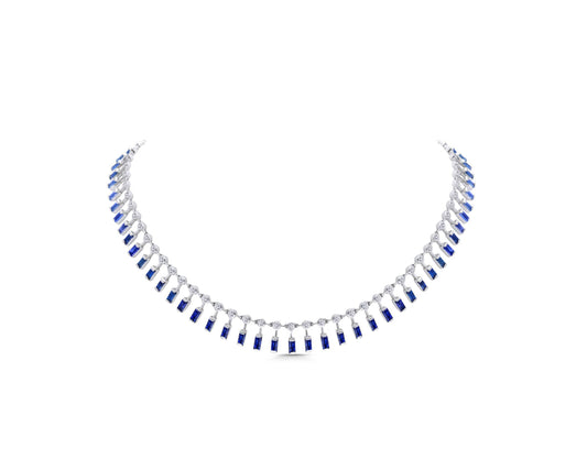 Saphire choker adjustable diamond pendant