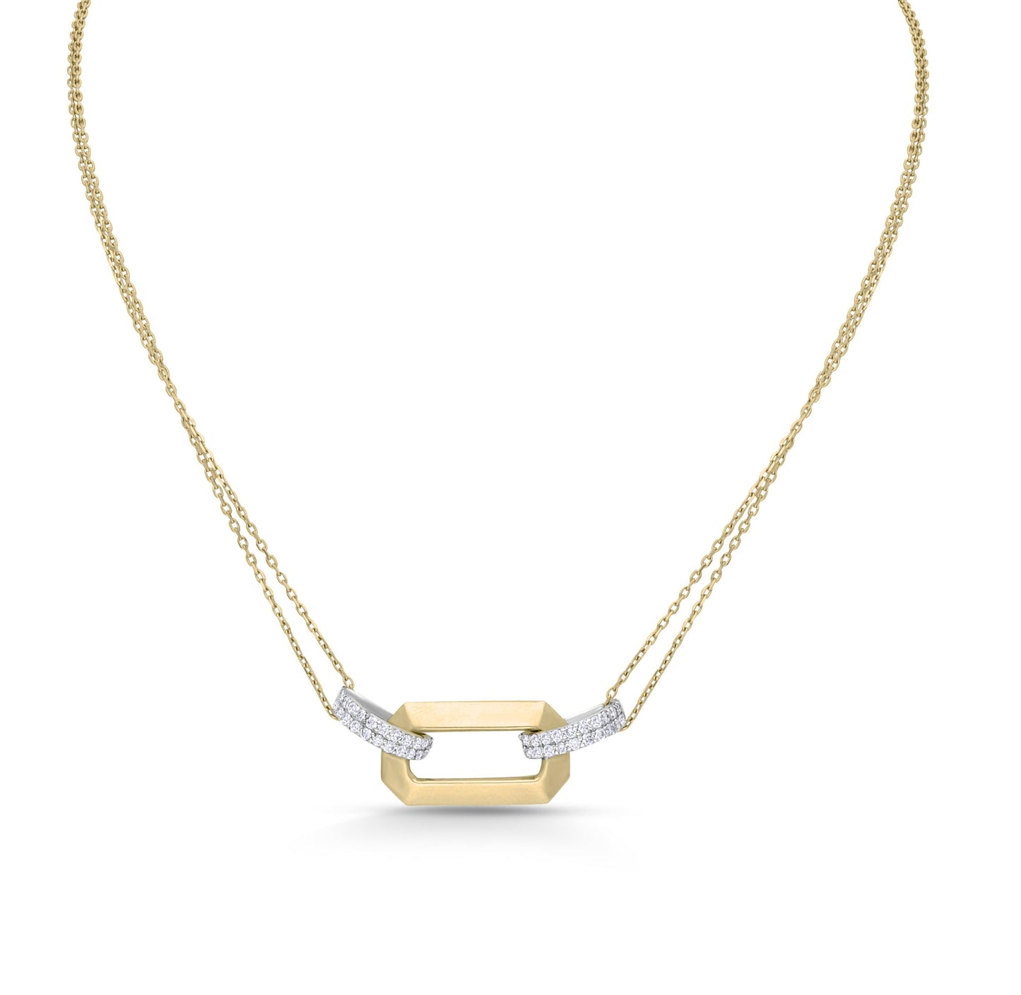 Double diamond loop diamond pendant