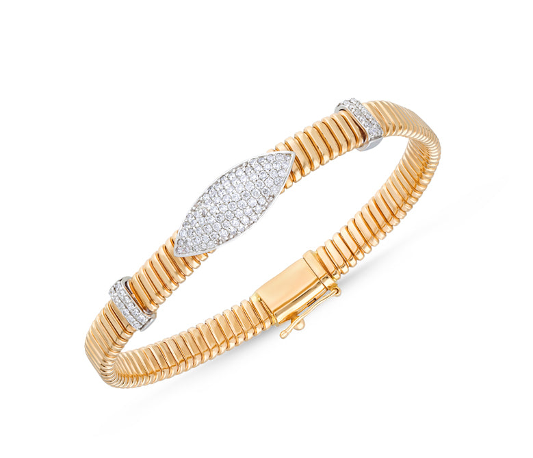 Rose gold flexible spring marquise shape diamond bracelet