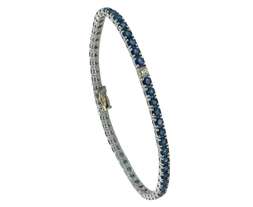 White gold saphire diamond tennis bracelet