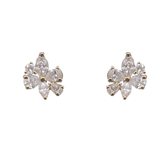 Scattered flower diamond stud earring