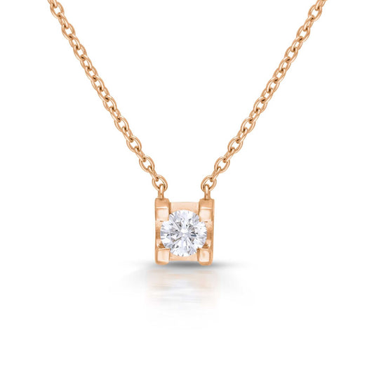 Cage round diamond pendant