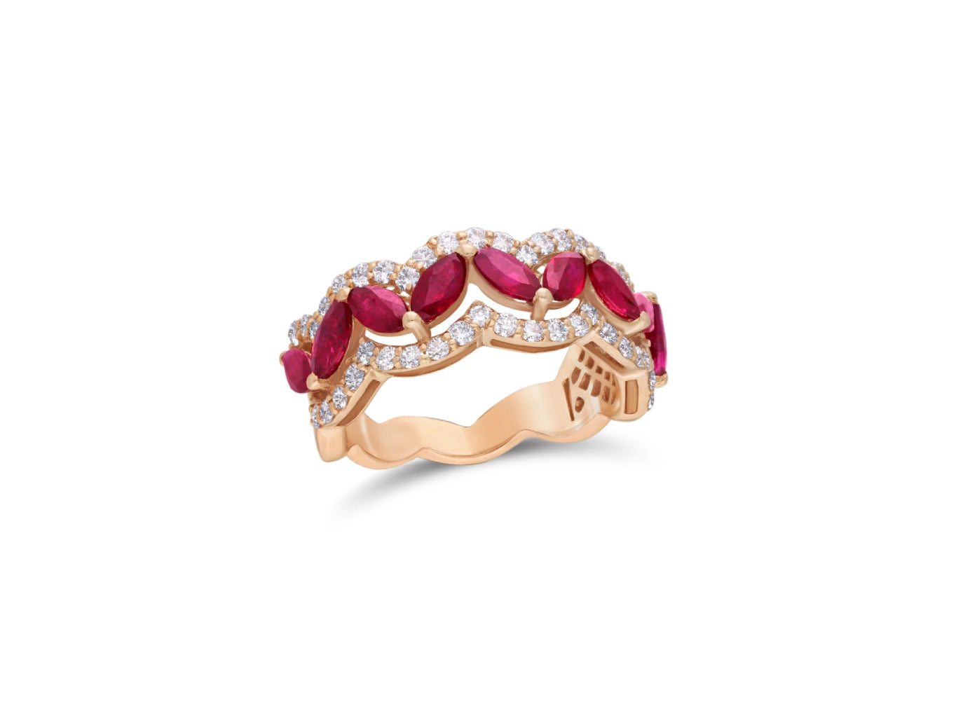 Marquise ruby single line diamond ring