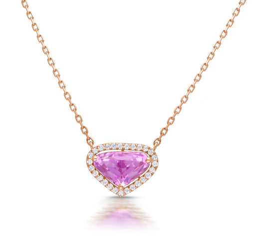 Kunzite and diamond pendant