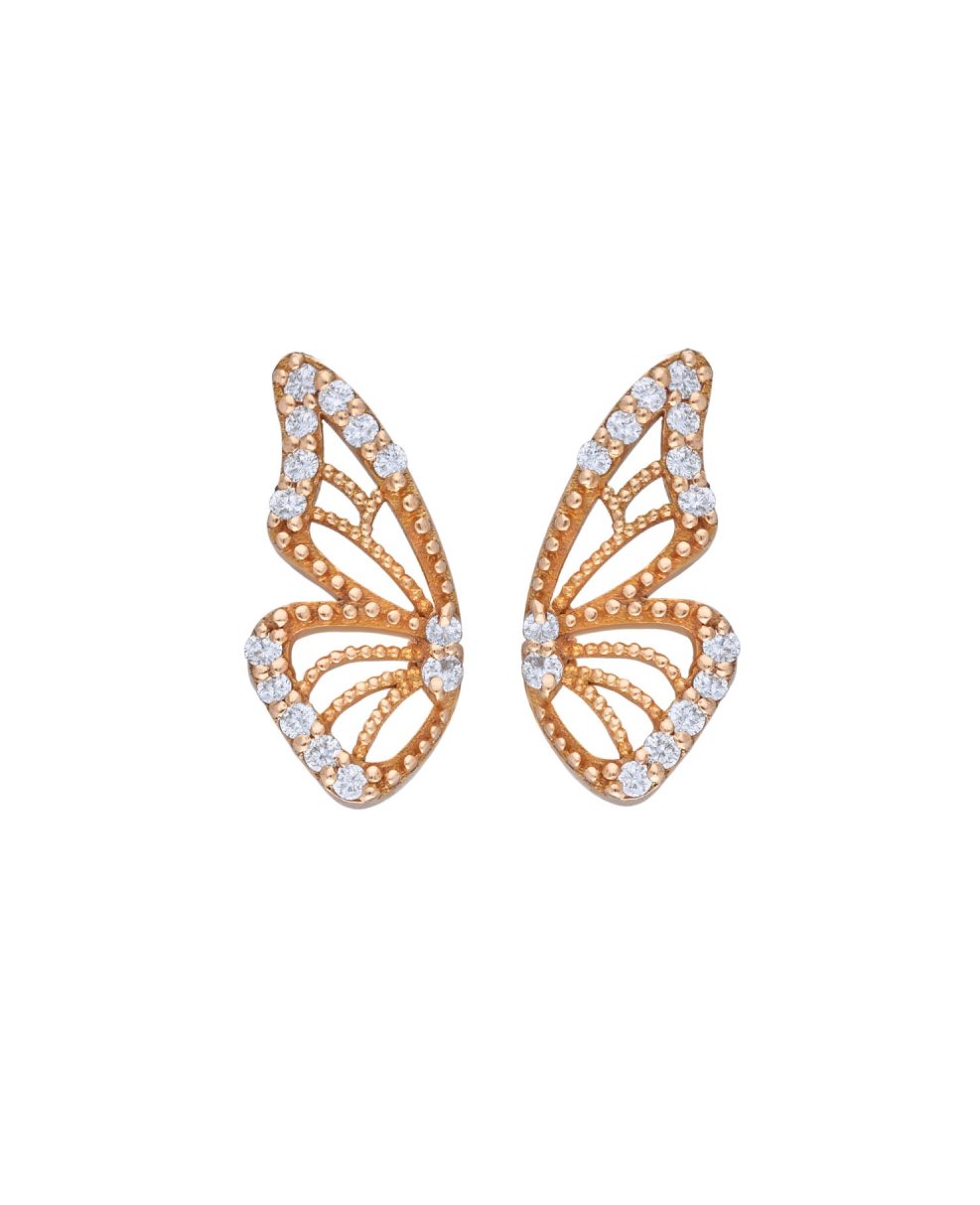 Half butterfly diamond stud earring