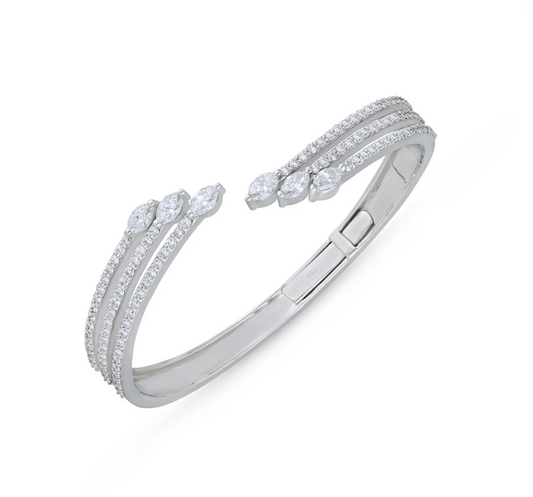 Open three marquise spiral diamond bracelet