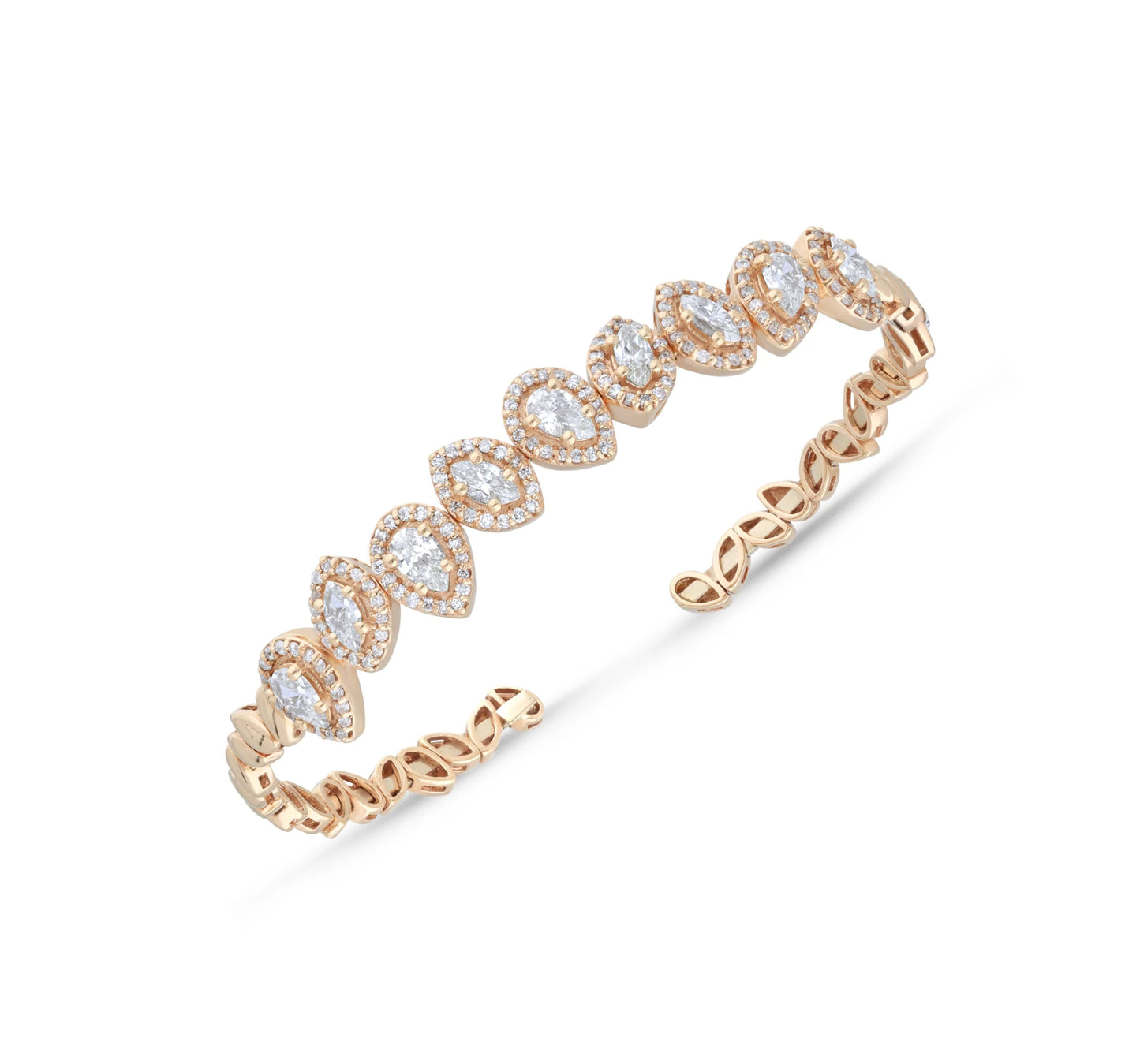 Rose gold pear shape yellow stone and diamond bracelet