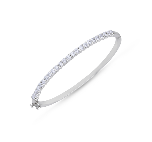 White gold round shape classic stacking diamond bracelet