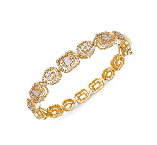 Rose gold baguette and pear 3D diamond bracelet