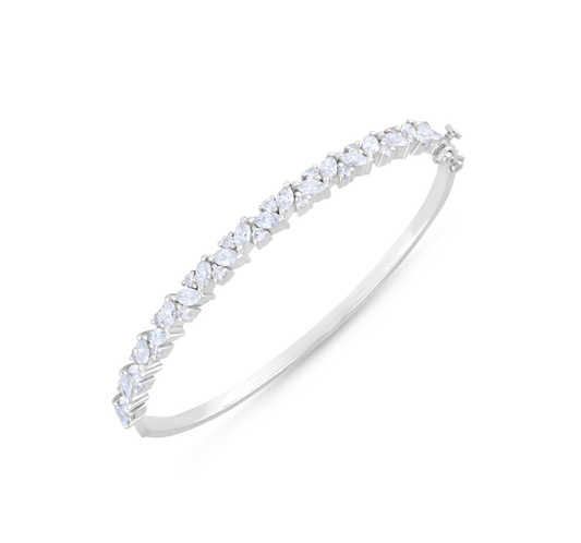 White gold marquise and round diamond bracelet