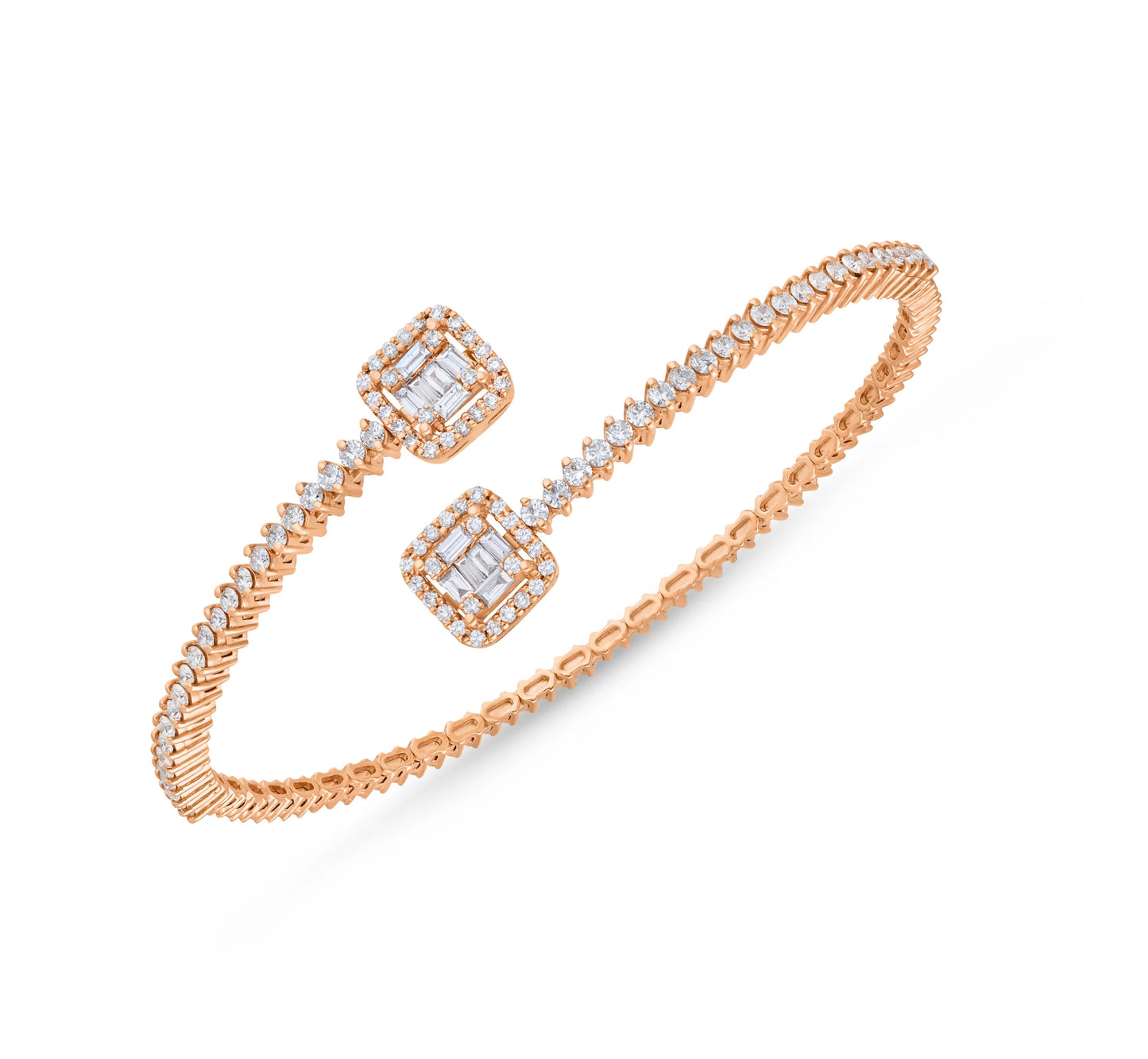 Flexible bagette diamond bracelet