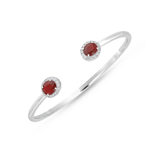 Open natural ruby oval diamond bracelet