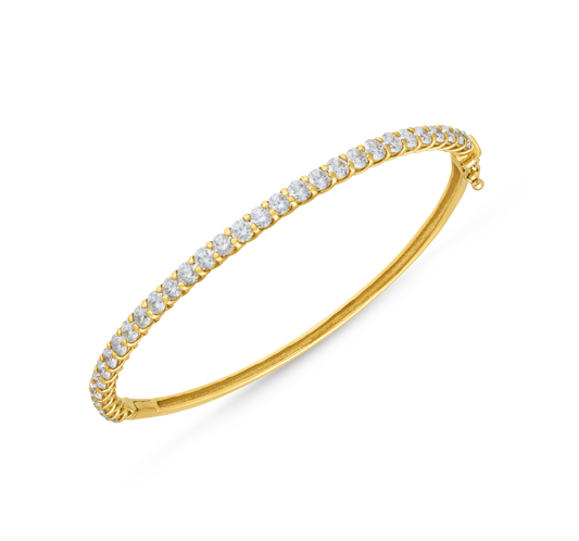 Yellow gold round shape classic stacking diamond bracelet