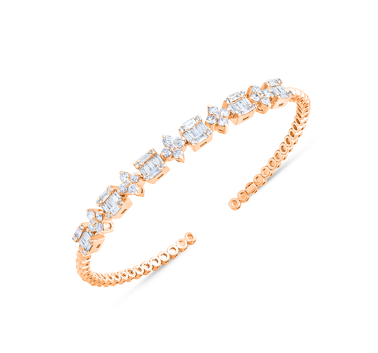 Rose gold flower and cube diamond bracelet