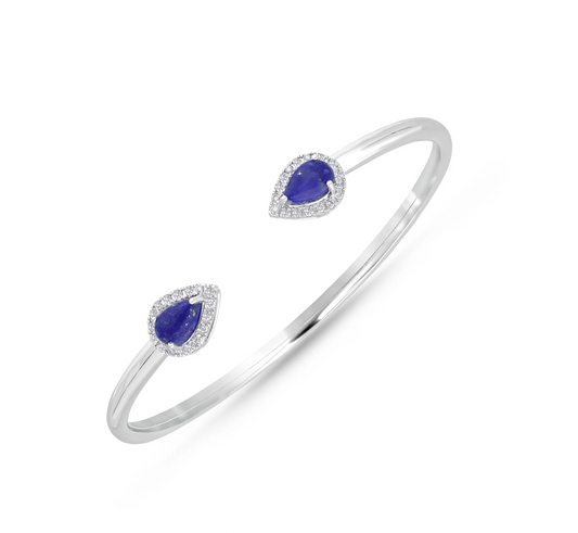 Open lapis pear diamond bracelet