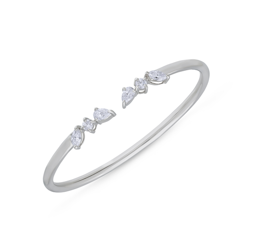 Pear, round and marquise shape open diamond bracelet