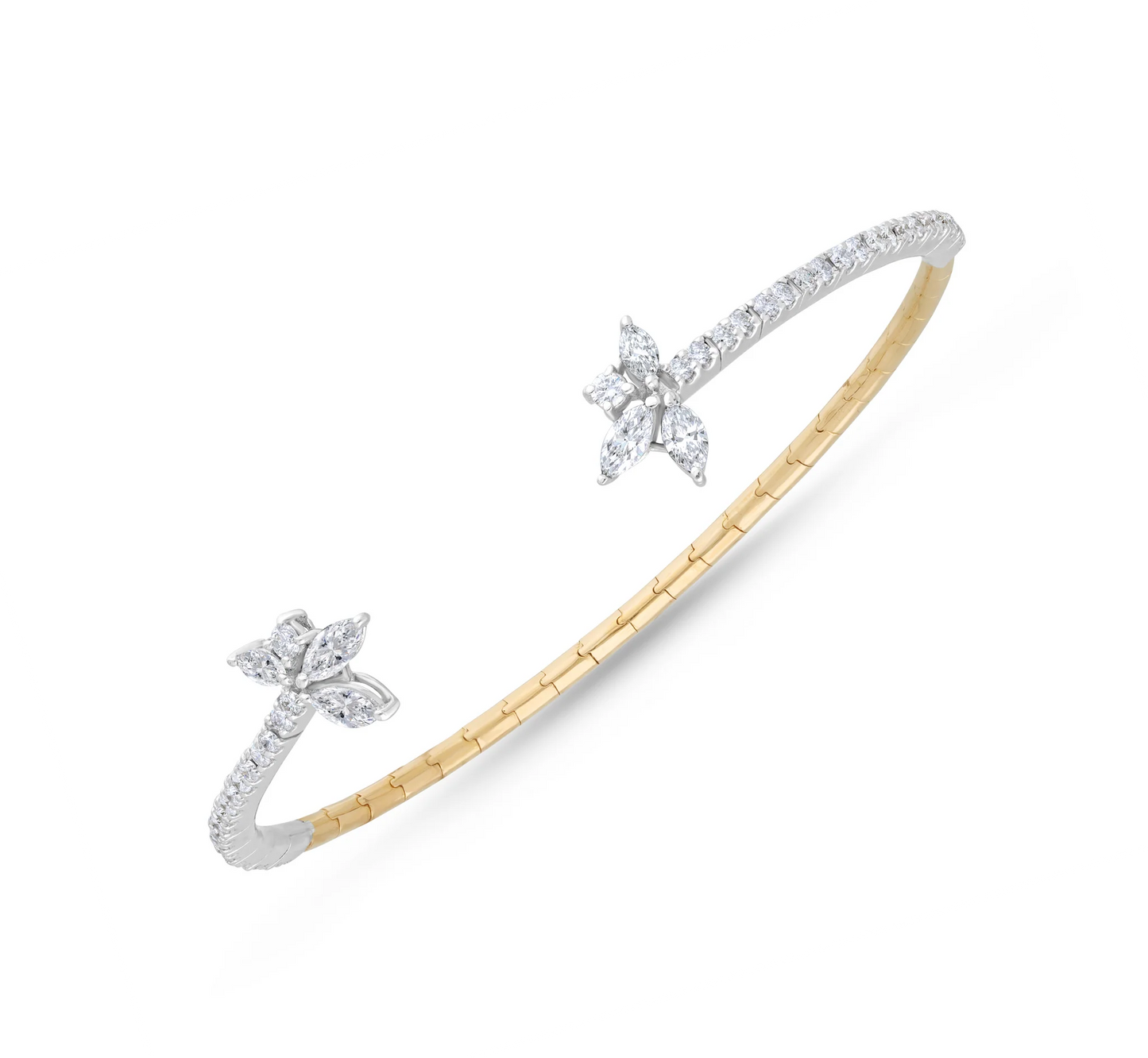 Open marquise leaf diamond bracelet