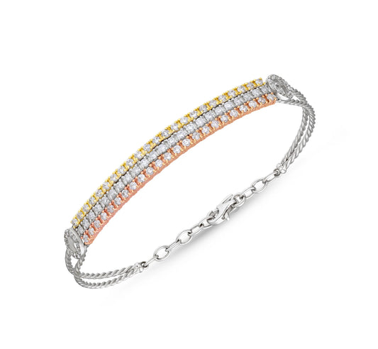 Multi-gold colour diamond bracelet