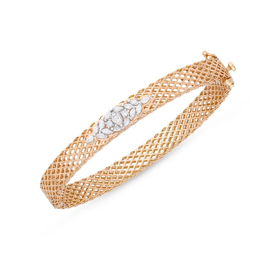 Rose gold hollow net pattern diamond bracelet