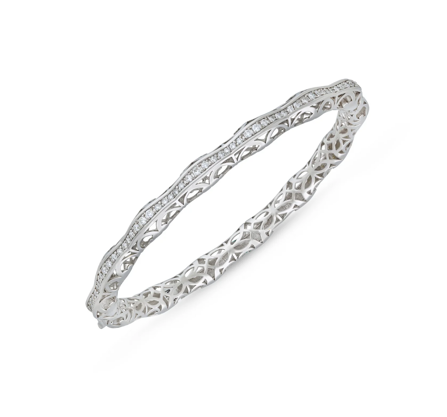 White gold elevated pattern diamond bracelet