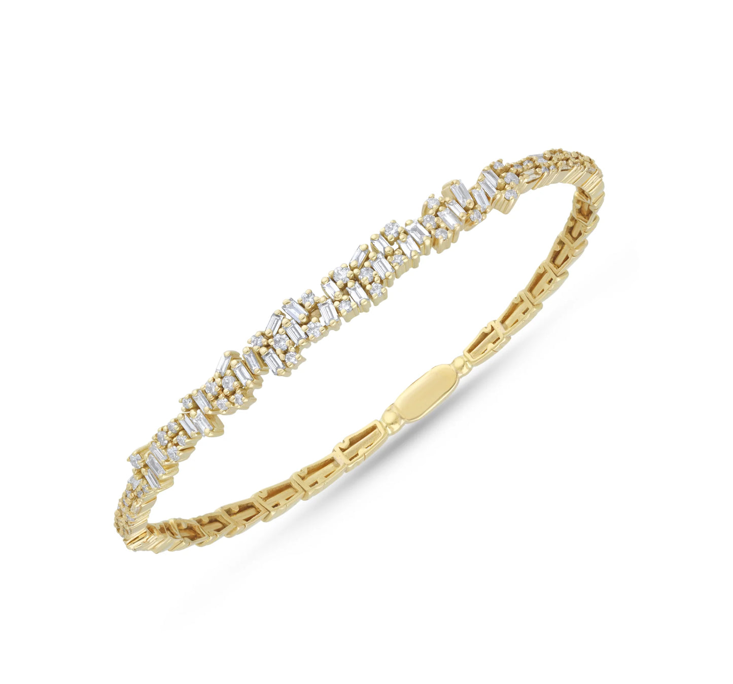 Scattered baguette and round diamond bracelet