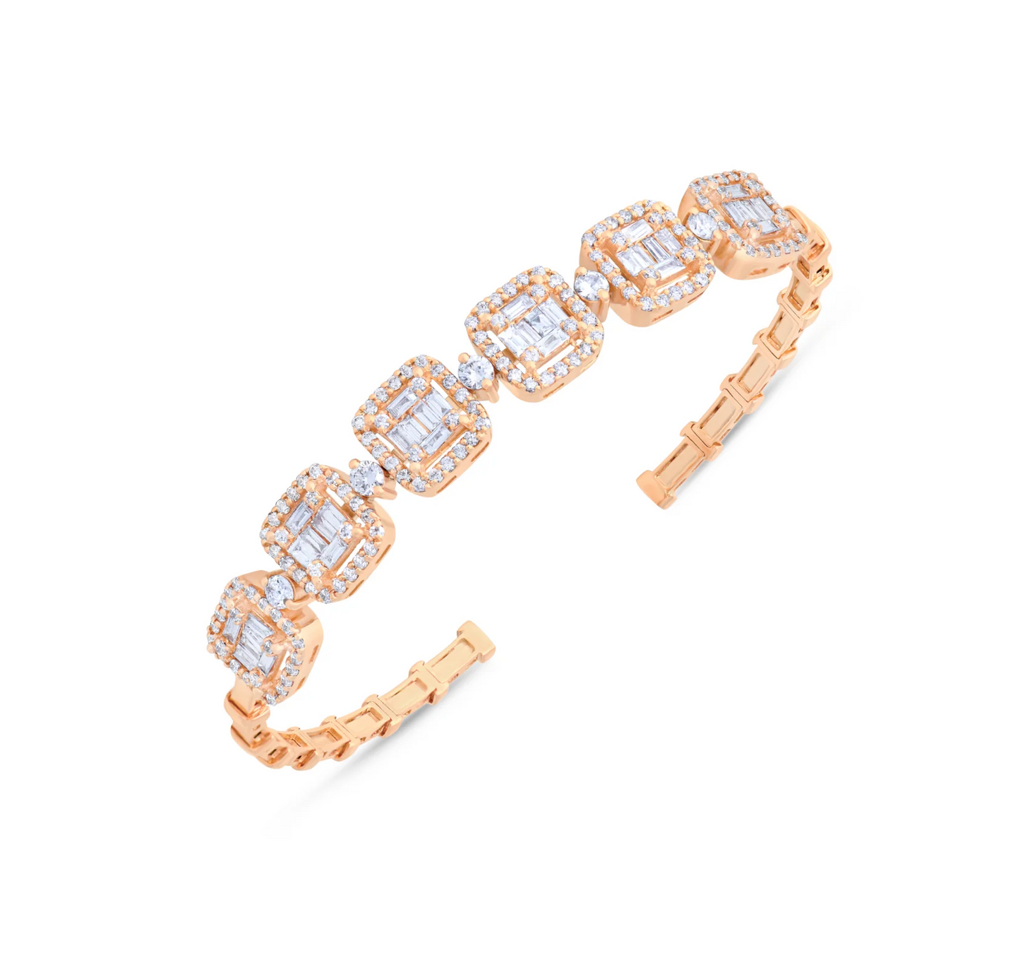 White gold square shape flexible diamond bracelet