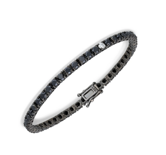 Black diamond rodium tennis bracelet