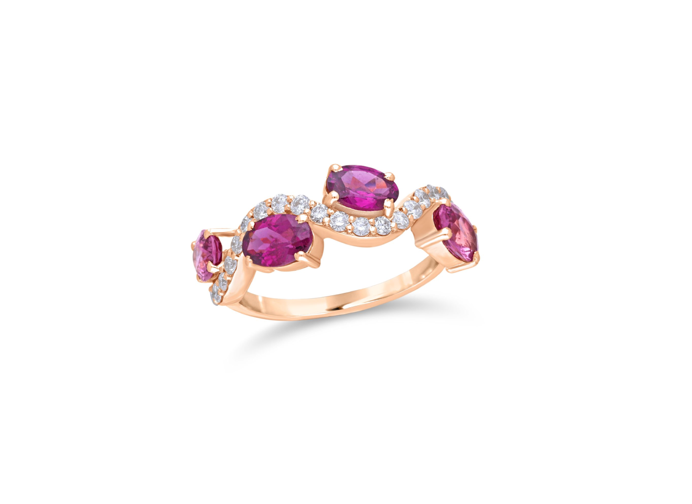 Stackable Oval Rhodolite ring