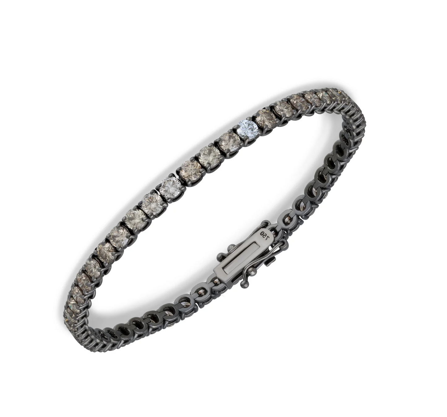 Rodium white gold natural brown diamond tennis bracelet