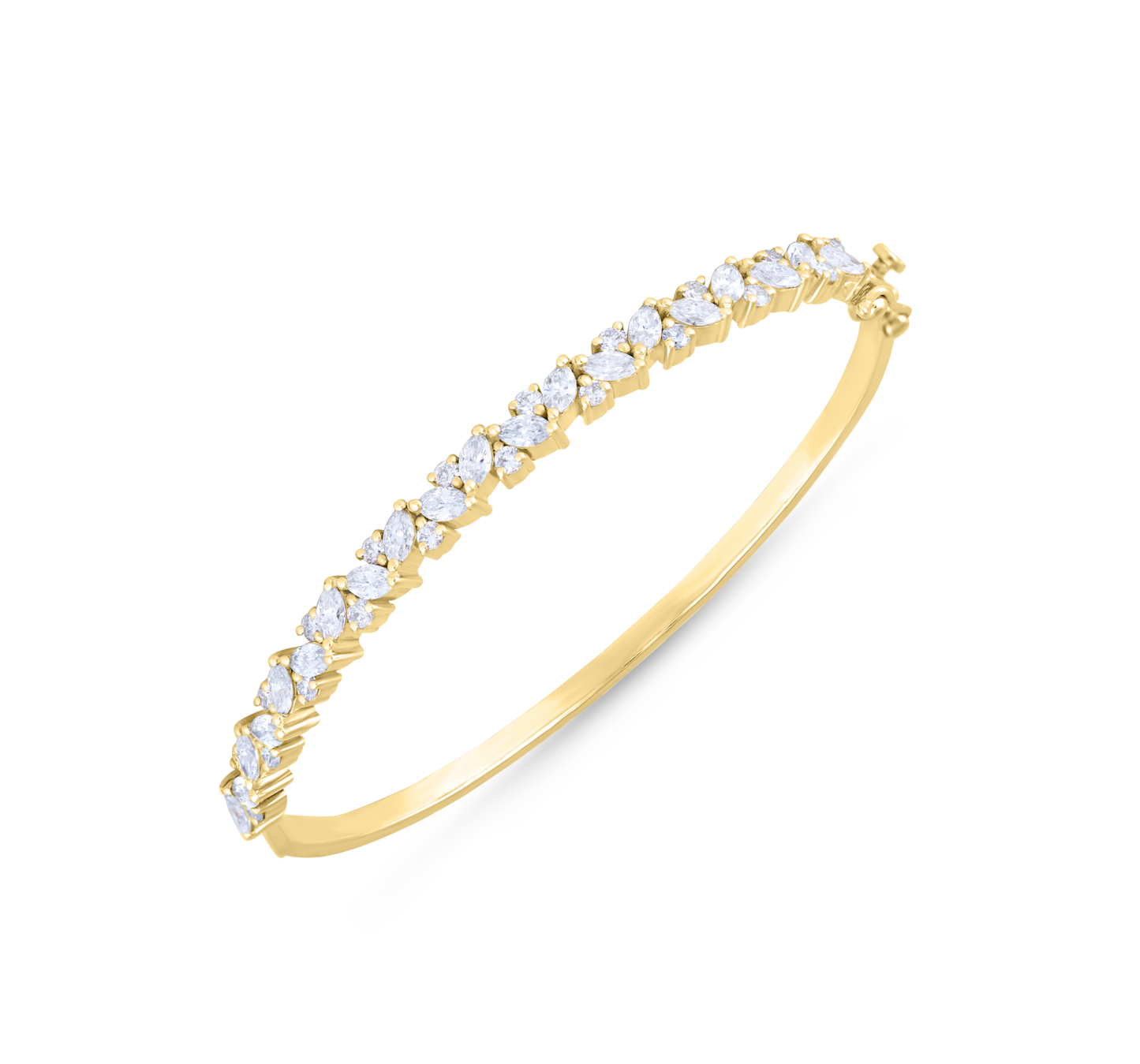 White gold marquise and round diamond bracelet